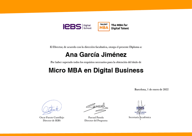 Título expedido por IEBS